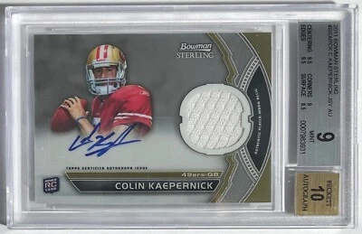 2011 Bowman Sterling Colin Kaepernick Auto RPA RC BGS 9 w/10 Auto POP 4 - Image 1 of 2