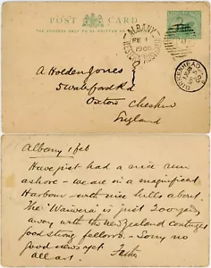 WESTERN AUSTRALIA STATIONERY 3d 1900 MESSAGE re SHIP WAIWERA BOER WAR ALBANY - Picture 1 of 3