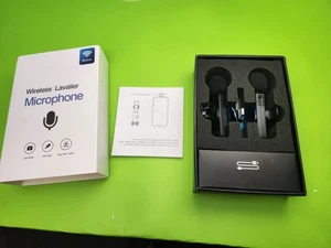 2 Pack Wireless Mini Lavalier Lapel Microphone for Iphone,Ipad - Cordless Double - Picture 1 of 6