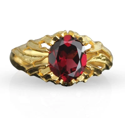 Anillo de Narya inspirado en el Señor de los Anillos Set con Granate Natural y Oro Foto 1 de 4