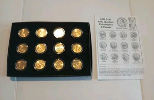 2009 24 Karat Gold Plated Philadelphia & Denver State Quarters 12 Coins - Picture 1 of 10
