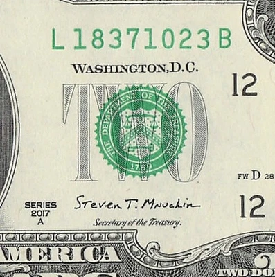 OCT 23 1837 Birthday Fancy Serial Number Date Note One Dollar Bill 10 23 1837 - Image 1 of 4