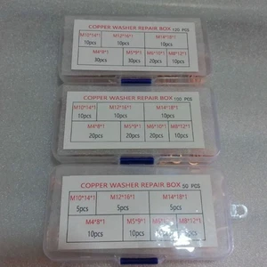 Copper Washer Gasket Set Flat Ring Seal Combination Kit with Box for Engine Use - Bild 1 von 6