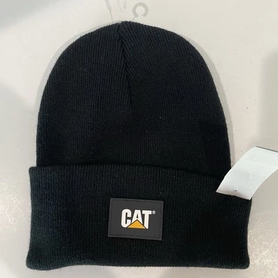 Gorro con puño Caterpillar CAT unisex de marca, negro. Logo blanco y amarillo nuevo con etiquetas OSM Foto 1 de 4