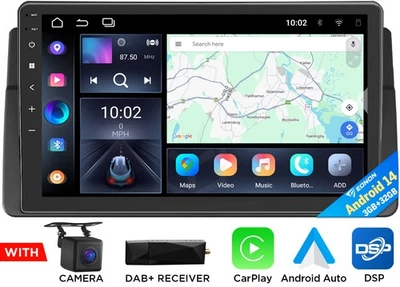 DAB+ 9" CarPlay Android 14 GPS Navi Bluetooth Autoradio für BMW E46 M3 1998-2006 - Bild 1 von 4