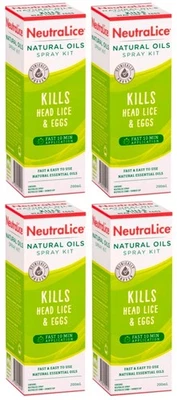 4 X NeutraLice Natural Spray Kit 200mL HEAD LICE (NITS) & EGGS TREATMENT - image 1 of 4