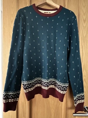 Merc London Hombres Cardiff Retro Años 70 50% Algodón Estilo Isla Justa Jersey de Esquí Reino Unido L Foto 1 de 4