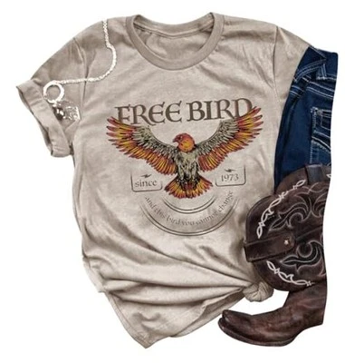 Divertida camisa para beber música country y cerveza para mujer grande gris crema pájaro Foto 1 de 4