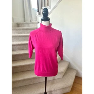 Babaton Aritzia Hot Pink 3/4 Sleeve Turtleneck Knit Sweater - Picture 1 of 5
