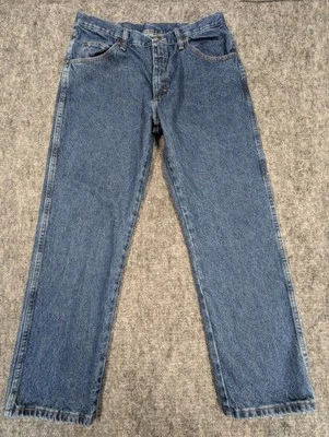 Wrangler 男式牛仔裤 34x29 蓝色标准版型全新但水洗请参阅说明 — 第 1/4 张图片