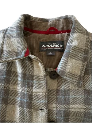 Vtg Woolrich Women’s Sherpa lined Flannel Wool Jacket Size L Pockets Corduroy - Image 1 of 4