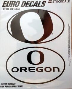 University of Oregon Ducks 2-Piece Euro Decal Sticker Set, White and Clear...