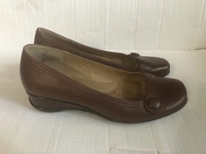 Zapatos de mujer estrictamente cómodos HUERTO cuero espuma viscoelástica marrón zapatos de cuña 9,5M - Imagen 1 de 12