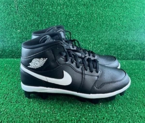 Men's Nike Air Jordan 1 Mid MCS Baseball Cleats Black White AV5354-011 Size 15 - Picture 1 of 5