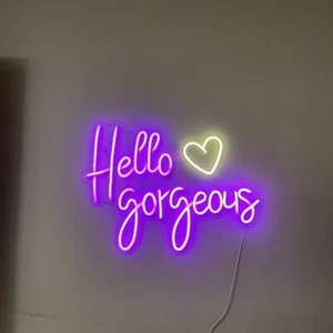 Hello Gorgeous Heart Neon purple/pink warm light Party/Bday/Bachelorette Decor💕 - Picture 1 of 4