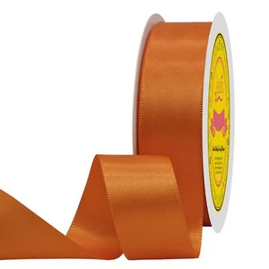 Double Face Autumn Orange Satin Ribbon 1 inch X 25 Yards Polyester Autumn Ora... - Picture 1 of 3