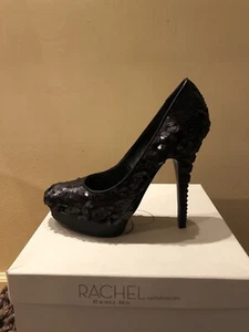 Rachel Roy Size 8 1/2 KEEDAN Black Sequins Platform Pumps Heels - Worn Once - Picture 1 of 5