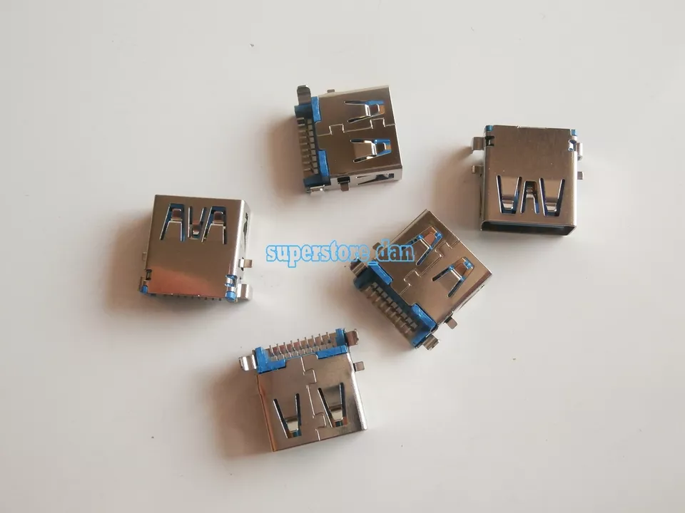 2X USB 3.0 Female Type-A 9 Pin SMT SMD Panel Mount DIP USB Connector 90° Legs - Image 1 of 4
