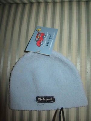 NWT LIFE IS GOOD INFANT SOFT GUMDROP BEANIE IN BABY BLUE..ADORABLE  (12-24 MO) - Image 1 of 2