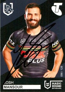 ✺Signed✺ 2019 PENRITH PANTHERS NRL Card JOSH MANSOUR Magic Round