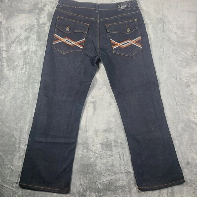 Pantalones de mezclilla Chams para hombre 40 descoloridos negros bordados ropa de calle grunge holgados vintage Y2K Foto 1 de 4