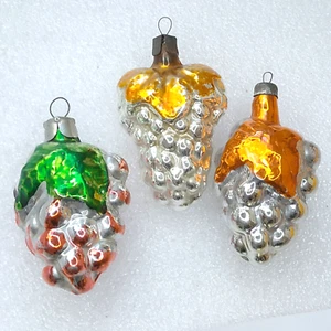 3 antichi addobbi natalizi vintage in vetro URSS decorazioni albero di natale uva - Foto 1 di 5