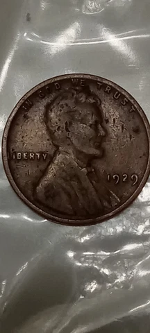 1929 wheat penny, no mint mark, error on rim L Is Missing Cover