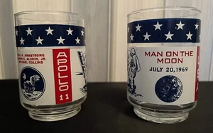 APOLLO 11 Man on the Moon - Vintage 1969 Libbey Glass - Set of 2 - Picture 1 of 6