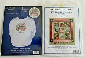 CANDAMAR DESIGNS TEA SHIRT & CELEBRATE AMERICA SAMPLER CROSS STITCH KITS 2 LOT - Picture 1 of 2