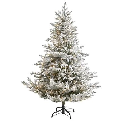 Nearly Natural 6ft. Flocked Fraser Fir Artificial Christmas Tree with 500 arm - Image 1 of 4