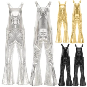 Men's Jumpsuit Party Suspenders Bodysuit Outdoor Leotards Club Unitards Shiny - Picture 1 of 45