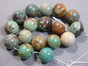 Genuine HUBEI TURQUOISE 12mm Round Beads 8" Strand 180cts🤩Old Stash - Picture 1 of 6