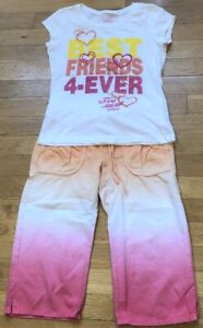 2pc JUSTICE & Limited Too OUTFIT Best Friends 4 Ever SHIRT & Ombre SHORTS Size 8