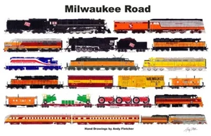 Póster horizontal de Milwaukee Road 11""x17"" firmado por Andy Fletcher - Imagen 1 de 1