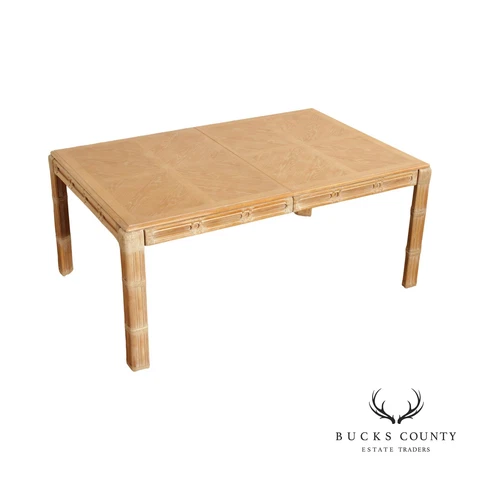 Vintage Hollywood Regency Expandable Bamboo Parsons Dining Table Cover