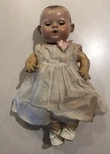 Muñeca Dy-Dee Baby 12” Effanbee Dy-Dee 1930, ojos se mueven, apretar vientre + ropa - Imagen 1 de 23