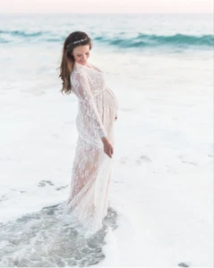 White Lace Dress Womens wedding - maternity S M L XL - Picture 1 of 8
