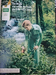1974 woman green outfit smoking Kool cigarettes picking leaves vintage ad - Picture 1 of 1