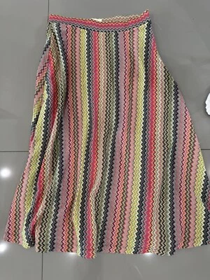 NEW Anthropologie Maeve Arely Knit Midi Skirt Multicolor Chevron Stripe Size M - Image 1 of 4