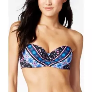 NWT Sundazed Multi-Color Ditzy Patch Bae Push Up Bandeau Bikini Top Size 34D - Picture 1 of 1