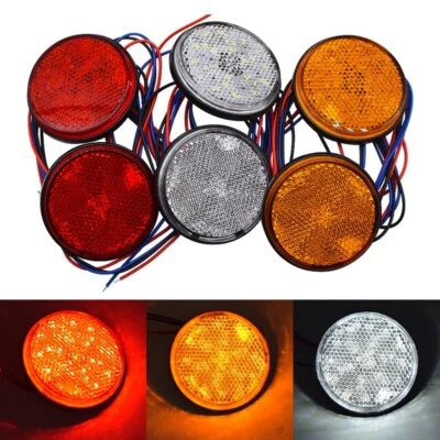 2x LED Rund Rücklicht Bremsleuchte Reflektor 3 Farben 12V Für Auto LKW Anhänger - Bild 1 von 4
