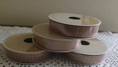 4 Spools Celebrate It Ribbon Bow-tique Gold Burgundy Stripe 5/8"×4 Yards NEW - Image 1 of 4
