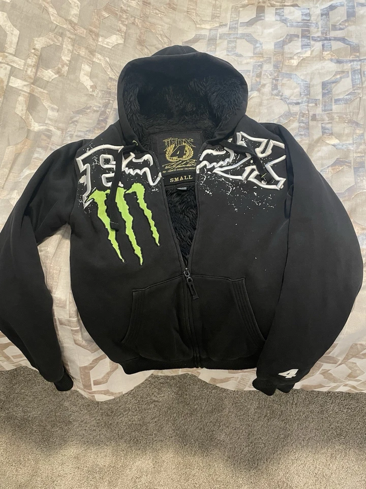 Moletom com capuz Fox Racing Monster Energy Sasquatch zíper completo Ricky Carmichael preto falso - Imagem 1 de 1