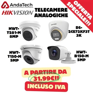 Hikvision Telecamera Analogica Videosorveglianza Estera con Visione notturna - Foto 1 di 8