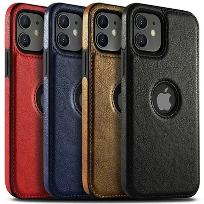 Shockproof Leather Case For iPhone 16e 15 14 Plus 13 12 11 Pro X XR Max 7 8 SE 2 - Image 1 of 4
