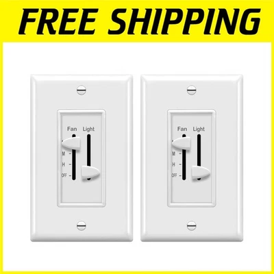 Ventilador de techo e interruptor atenuador de luz, 3 velocidades, blanco Foto 1 de 4