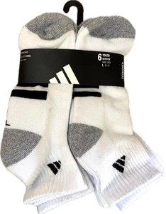 Neu mit Etikett Jungen Adidas Large 5Y-7Y weiß Viertel gepolsterte Socken 6 Paar - Bild 1 von 6