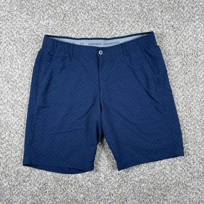 Under Armour Shorts Mens 38 Navy Blue HeatGear Golf Casual Stretch Dot Print - Image 1 of 4