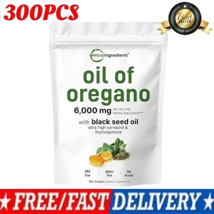 Oil of Oregano Black Seed Oil Immune Antioxidant  300 Softgels Capsules/Ba g - Picture 1 of 12