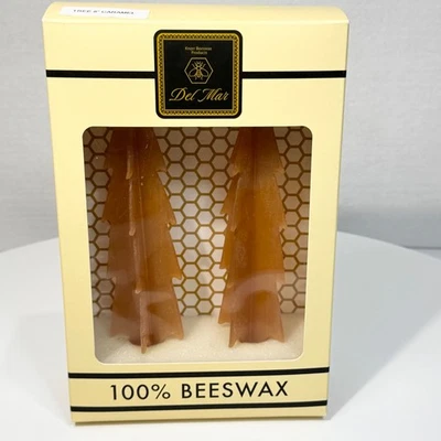 Del Mar Candles Tree Set of Two Caramel Knor Beeswax 8 Inch Honey Scent Organic - Image 1 of 4